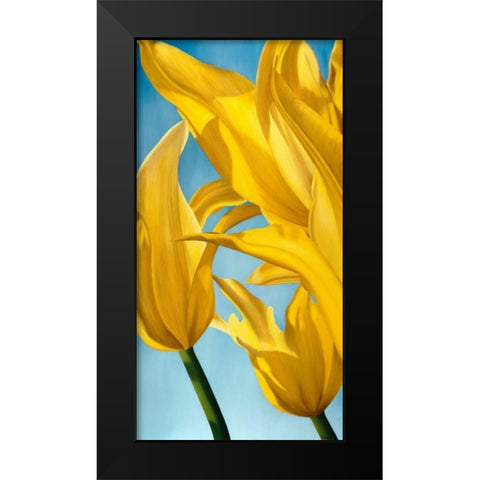 Dancing Yellow Black Modern Wood Framed Art Print by Poelstra-Holzhaus, Yvonne