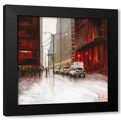 Red Fusion I Black Modern Wood Framed Art Print by Luc