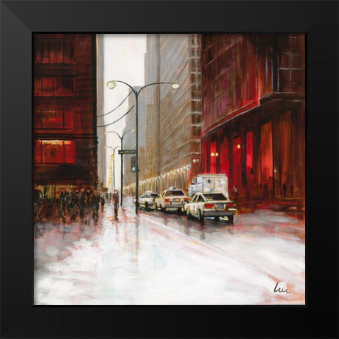 Red Fusion I Black Modern Wood Framed Art Print by Luc