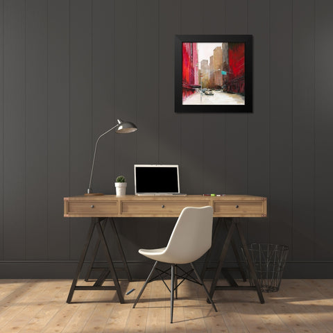 Red Fusion II Black Modern Wood Framed Art Print by Luc