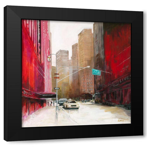Red Fusion II Black Modern Wood Framed Art Print with Double Matting by Luc