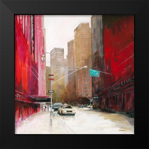 Red Fusion II Black Modern Wood Framed Art Print by Luc