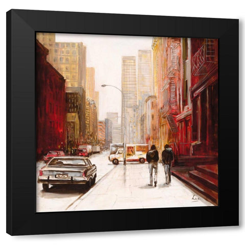 Red Fusion III Black Modern Wood Framed Art Print by Luc