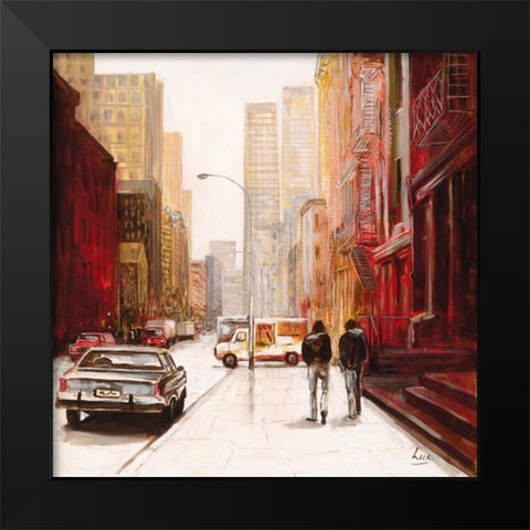 Red Fusion III Black Modern Wood Framed Art Print by Luc