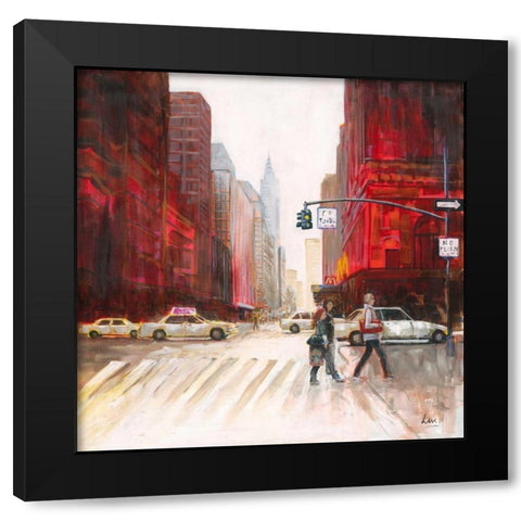 Red Fusion IV Black Modern Wood Framed Art Print with Double Matting by Luc