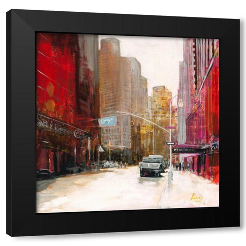 Red Fusion V Black Modern Wood Framed Art Print with Double Matting by Luc