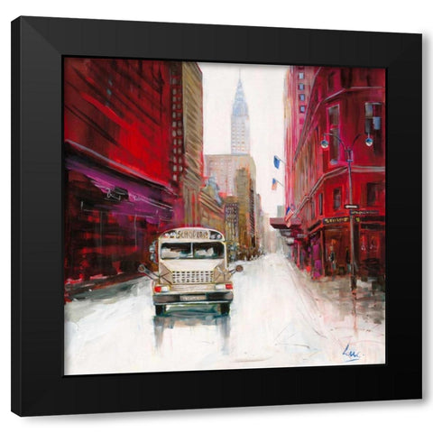 Red Fusion VI Black Modern Wood Framed Art Print by Luc