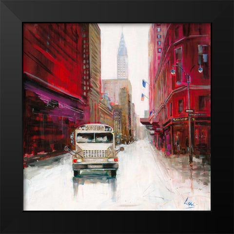 Red Fusion VI Black Modern Wood Framed Art Print by Luc