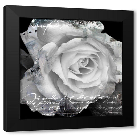 White Rose I Black Modern Wood Framed Art Print by Baker, Micha