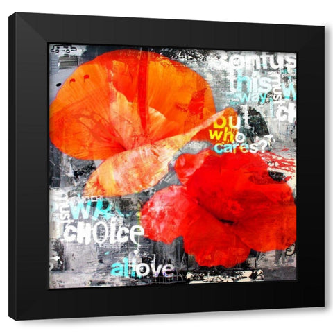 Poppy Story I Black Modern Wood Framed Art Print with Double Matting by Baker, Micha