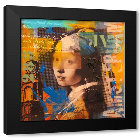 Girl Black Modern Wood Framed Art Print by Baker, Micha