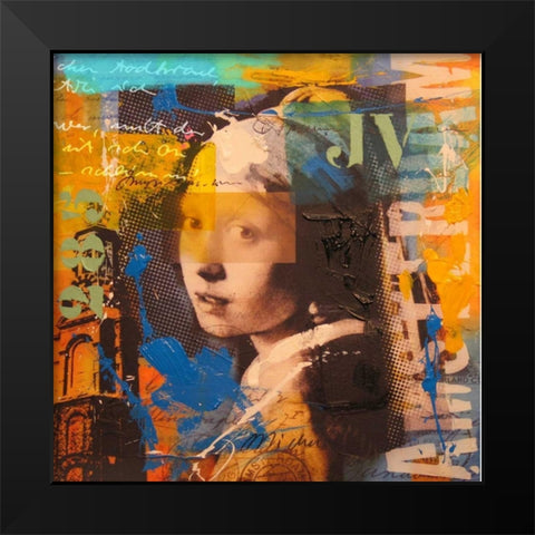 Girl Black Modern Wood Framed Art Print by Baker, Micha