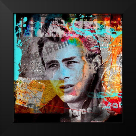 James Dean Black Modern Wood Framed Art Print by Baker, Micha