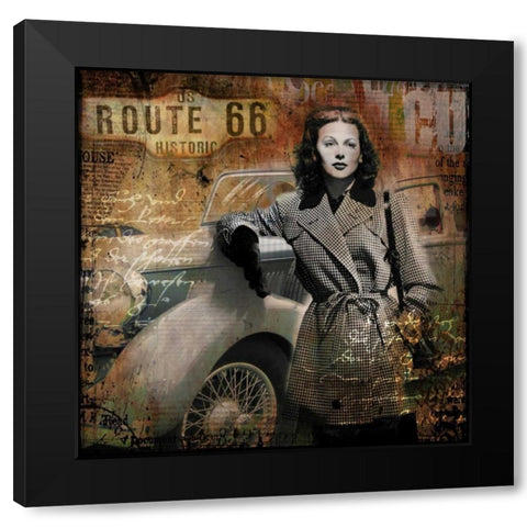 Route 66 Black Modern Wood Framed Art Print by Baker, Micha