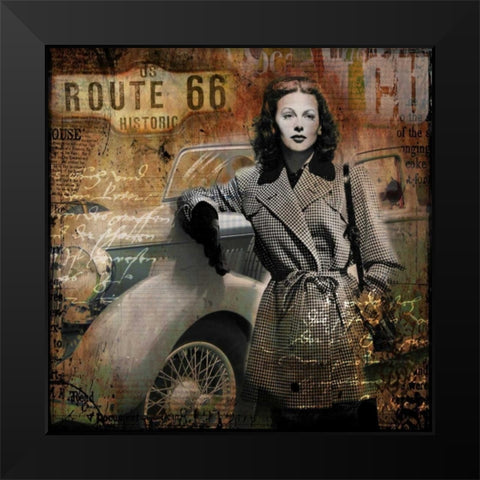Route 66 Black Modern Wood Framed Art Print by Baker, Micha