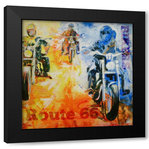Route 66 Black Modern Wood Framed Art Print by Luc