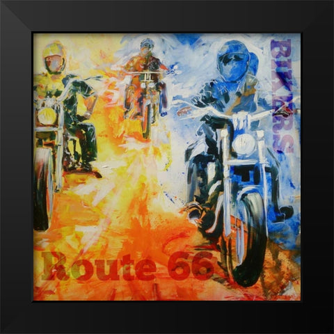 Route 66 Black Modern Wood Framed Art Print by Luc