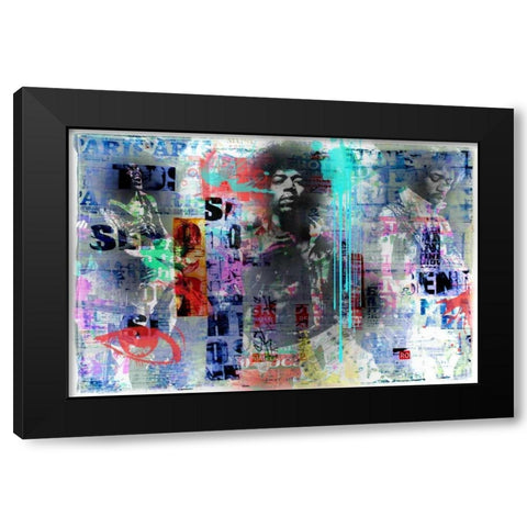 Jimmy Hendrix Black Modern Wood Framed Art Print by Baker, Micha