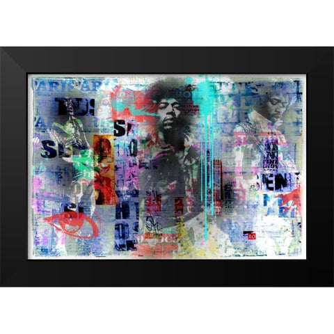 Jimmy Hendrix Black Modern Wood Framed Art Print by Baker, Micha