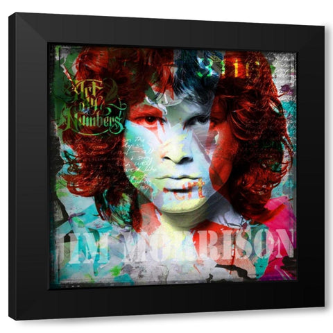 Jim Morrison Black Modern Wood Framed Art Print with Double Matting by Baker, Micha