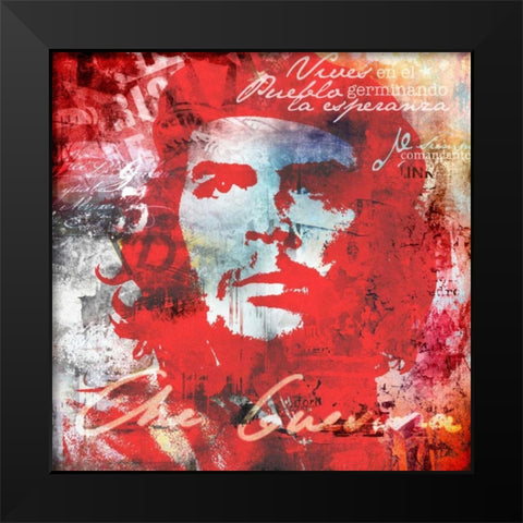 Che Black Modern Wood Framed Art Print by Baker, Micha