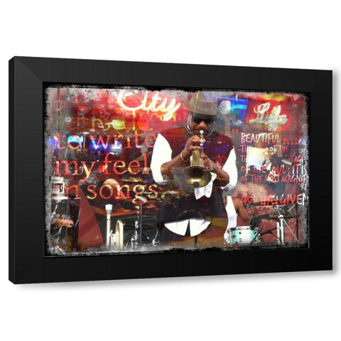 Jazz Black Modern Wood Framed Art Print with Double Matting by Baker, Micha