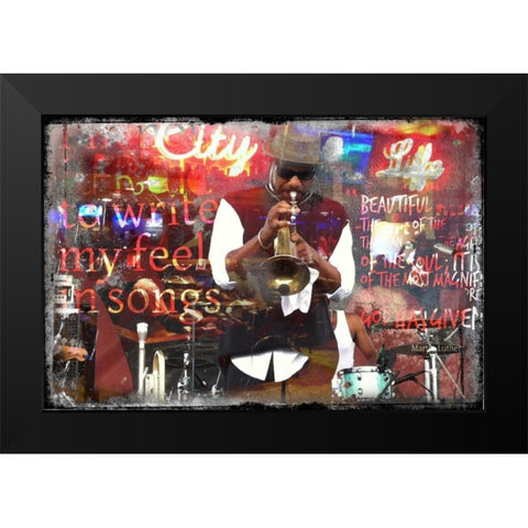 Jazz Black Modern Wood Framed Art Print by Baker, Micha