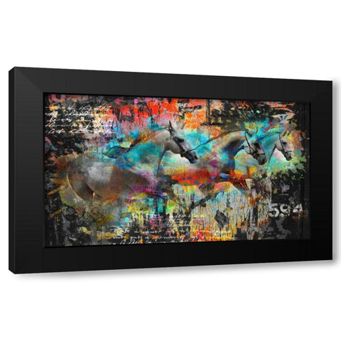 Horses Black Modern Wood Framed Art Print with Double Matting by Baker, Micha