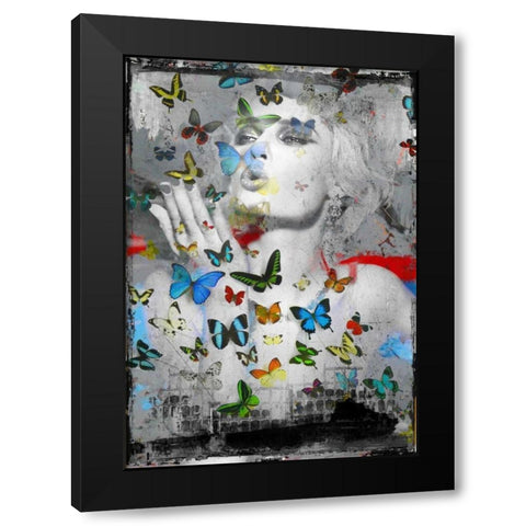 Butterfly Black Modern Wood Framed Art Print by Baker, Micha