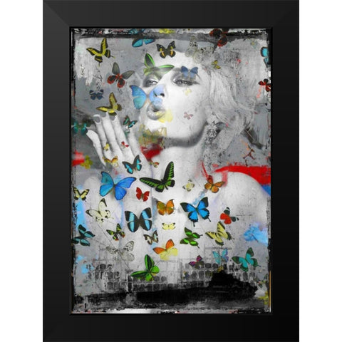 Butterfly Black Modern Wood Framed Art Print by Baker, Micha