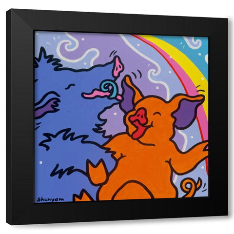 Laughing Black Modern Wood Framed Art Print with Double Matting by Shunyam, van Steveninck