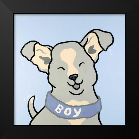 Dog Boy Black Modern Wood Framed Art Print by Shunyam, van Steveninck