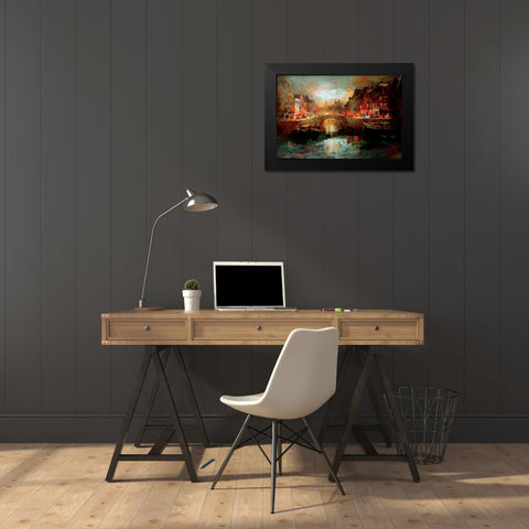 Dutch city scene Black Modern Wood Framed Art Print by Haenraets, Willem