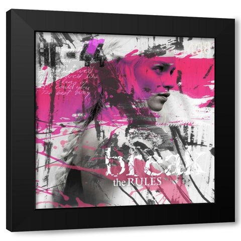 Break the rules Black Modern Wood Framed Art Print with Double Matting by Baker, Micha