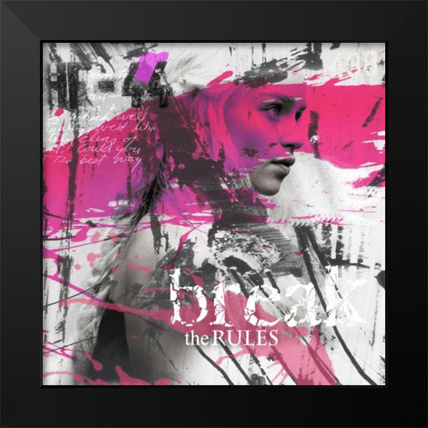 Break the rules Black Modern Wood Framed Art Print by Baker, Micha
