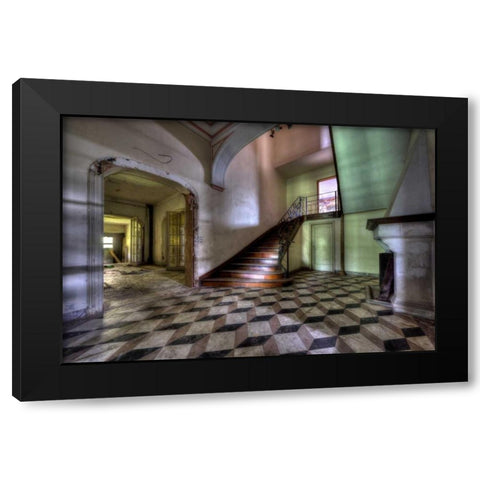 Chateau le chat noir Black Modern Wood Framed Art Print by Sneeuw, Ivo