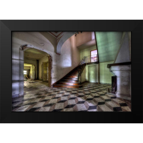 Chateau le chat noir Black Modern Wood Framed Art Print by Sneeuw, Ivo