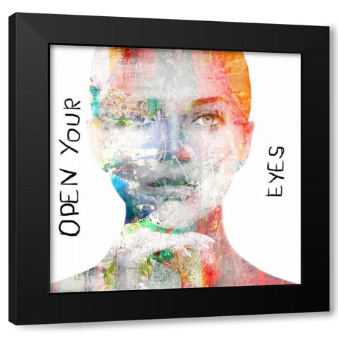 Open your Eyes Black Modern Wood Framed Art Print with Double Matting by Baker, Micha