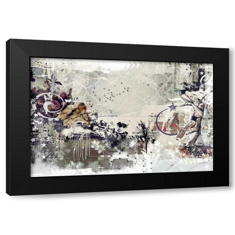 Tweeting birds Black Modern Wood Framed Art Print with Double Matting by Albers, Teis