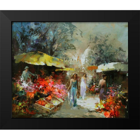 Market place I Black Modern Wood Framed Art Print by Haenraets, Willem