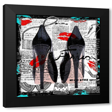 High heels I Black Modern Wood Framed Art Print with Double Matting by Baker, Micha