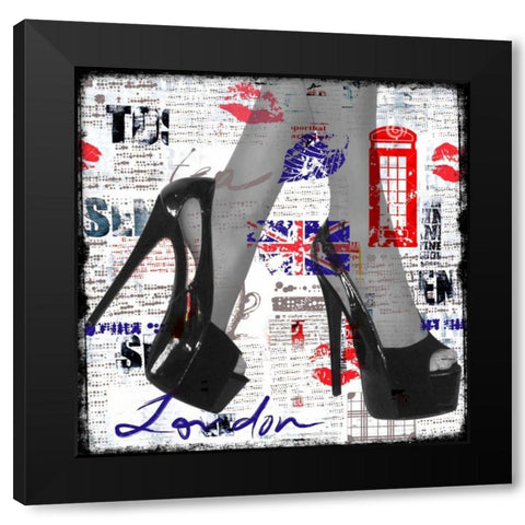 High heels II Black Modern Wood Framed Art Print by Baker, Micha