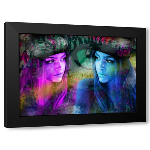 Blue Violet Black Modern Wood Framed Art Print with Double Matting by de Haas, Mascha