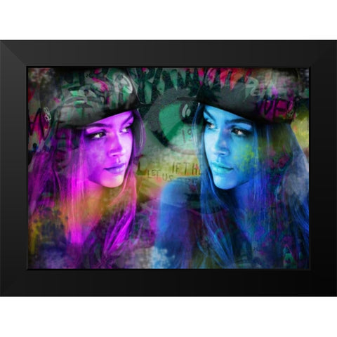 Blue Violet Black Modern Wood Framed Art Print by de Haas, Mascha