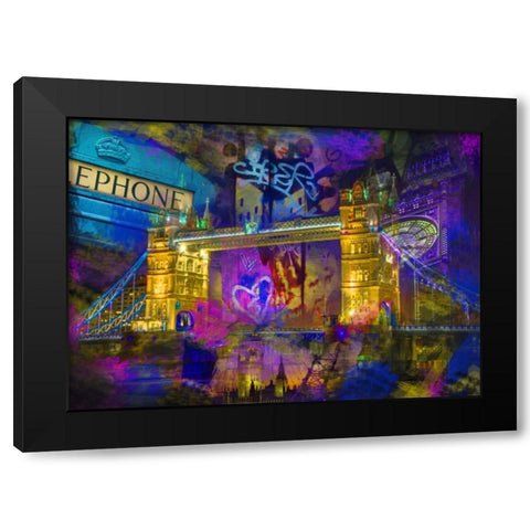 London Black Modern Wood Framed Art Print with Double Matting by de Haas, Mascha