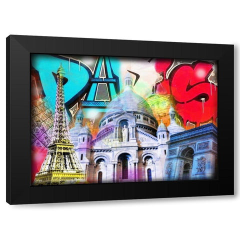 Paris Black Modern Wood Framed Art Print with Double Matting by de Haas, Mascha