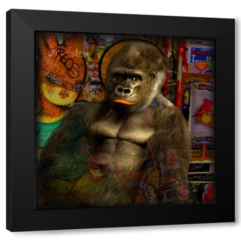 Mister Big Black Modern Wood Framed Art Print with Double Matting by de Haas, Mascha