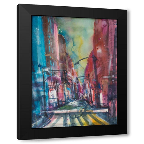 New York Aquarel I Black Modern Wood Framed Art Print with Double Matting by Mattern, Andreas