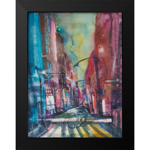 New York Aquarel I Black Modern Wood Framed Art Print by Mattern, Andreas