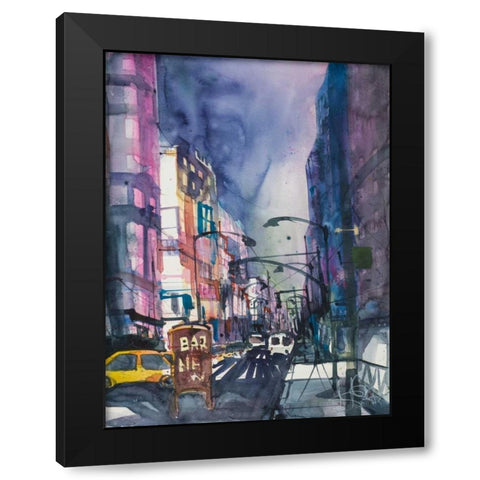New York Aquarel II Black Modern Wood Framed Art Print with Double Matting by Mattern, Andreas